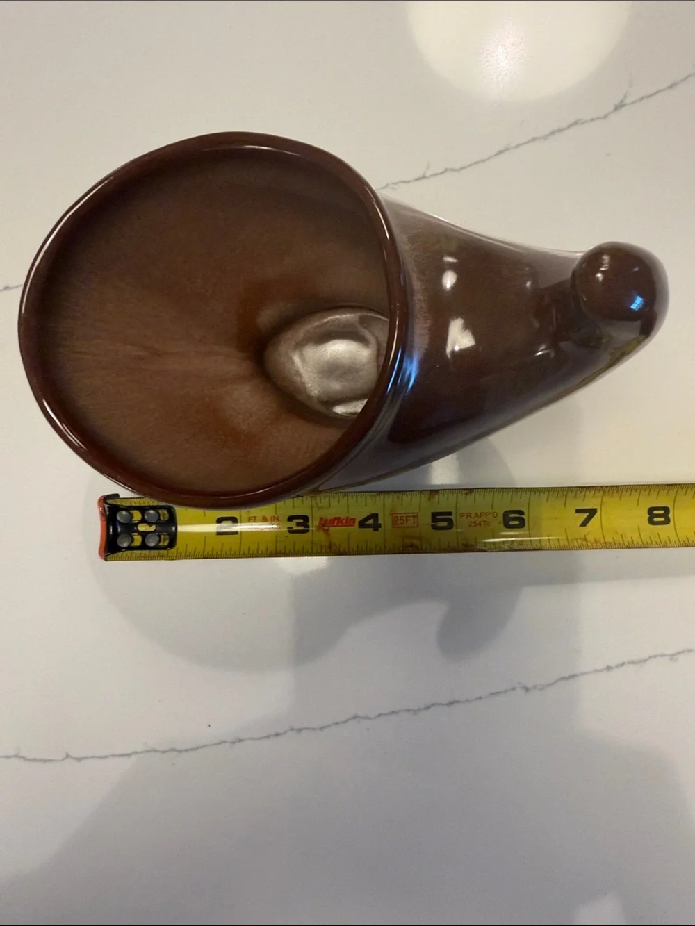Frankoma cornucopia vintage milk chocolate brown vase